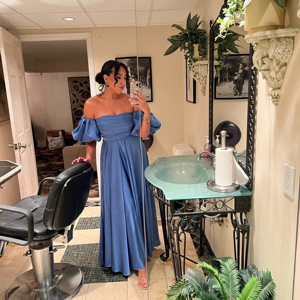 Chic Strapless Blue Dress